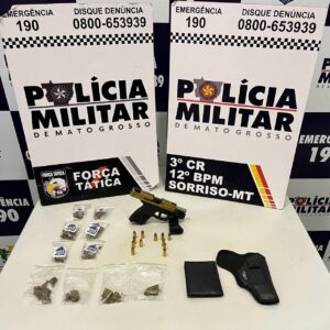 Sorriso: Força Tática prende dois suspeitos por tráfico e posse ilegal de arma em ação no bairro São José