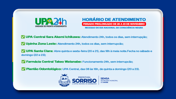 Sorriso organiza esquema especial de saúde para garantir atendimento durante o feriado da Consciência Negra